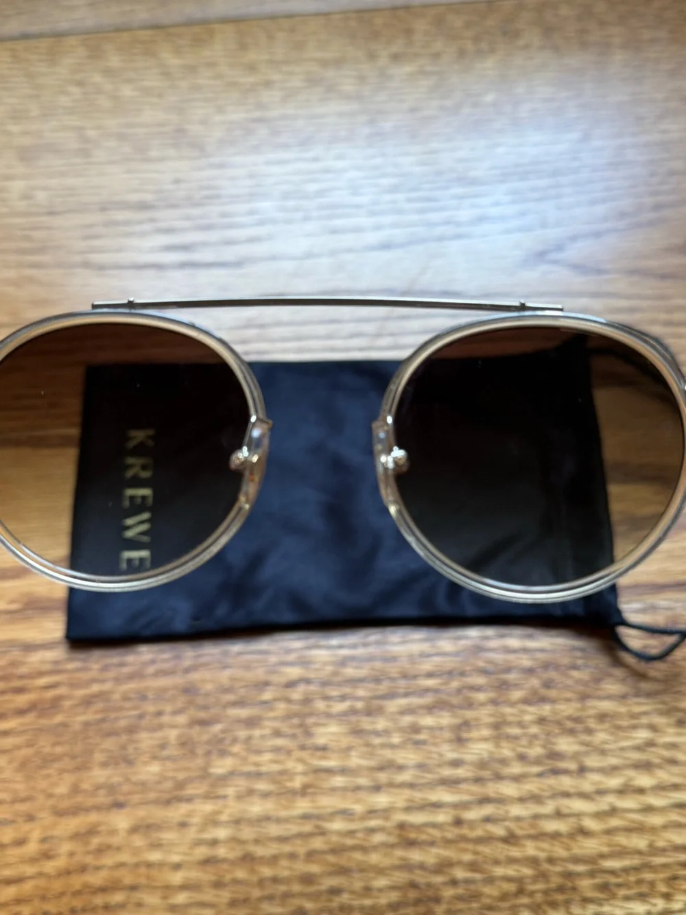 Krewe Conti Haze 12k Round Unisex Sunglasses Gold Green